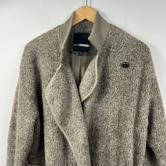 Plenty by Tracy Reese Taupe Sherpa Wool Blend Mohair Jacket Coat Sz P/S - Picture 3 of 16